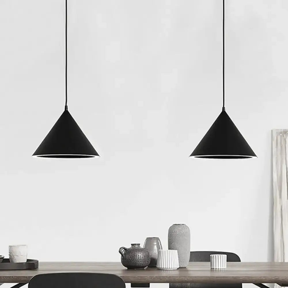 Nordic stylish white conical pendant light dining room hanging lamp