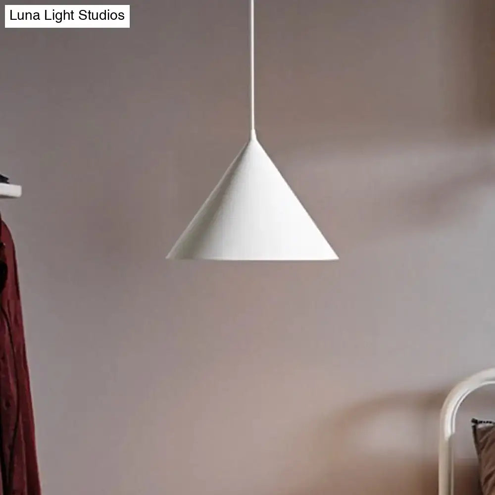 Nordic stylish white conical pendant light dining room hanging lamp
