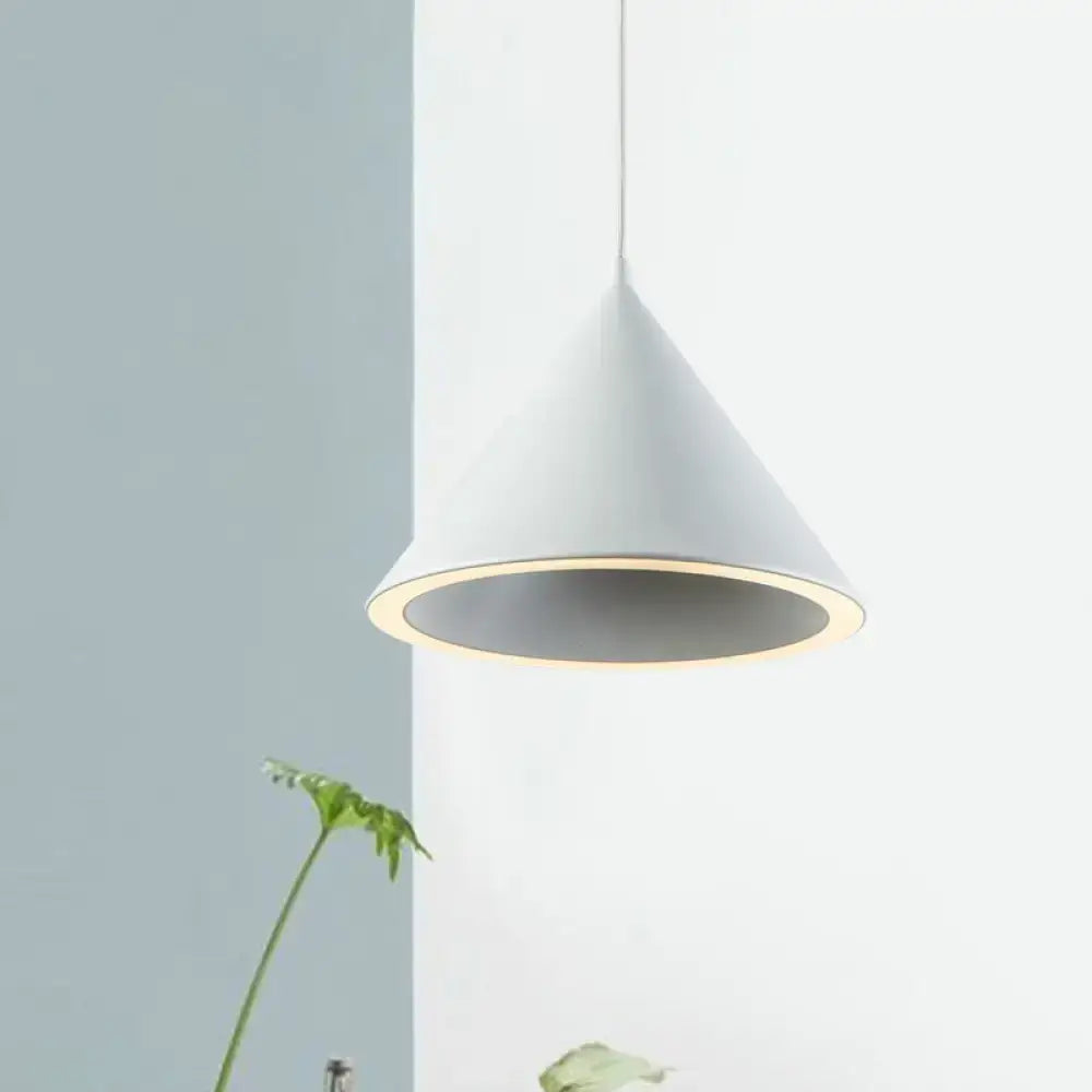 Nordic stylish white conical pendant light dining room hanging lamp