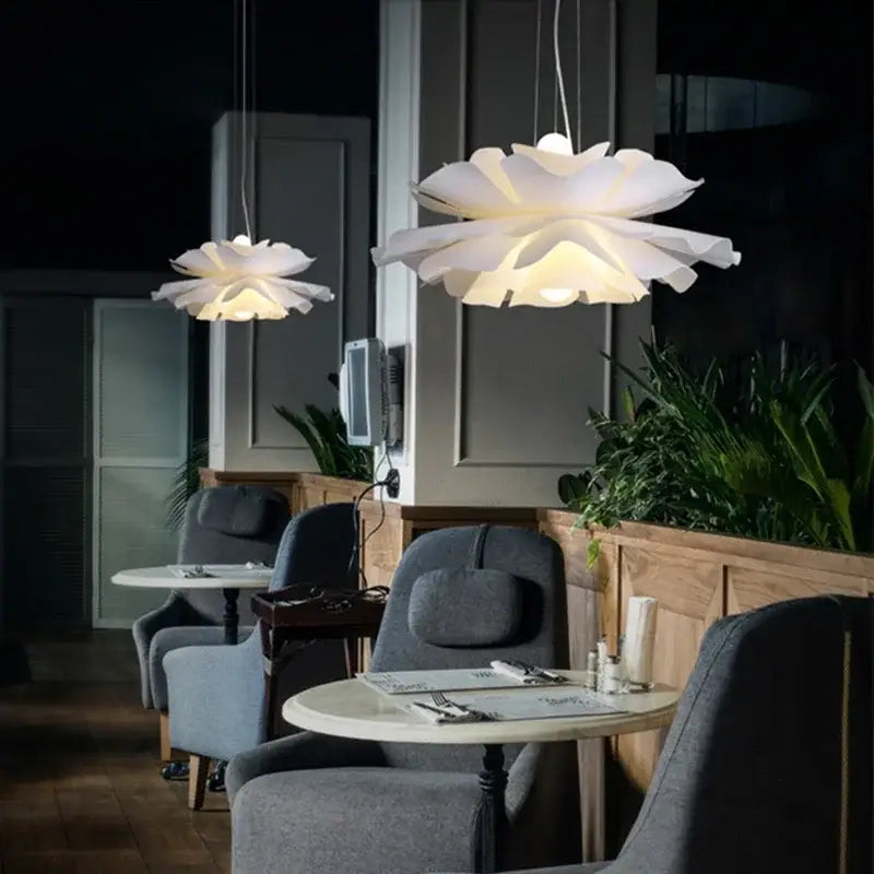 Nordic white acrylic flower pendant chandelier for bedroom decor
