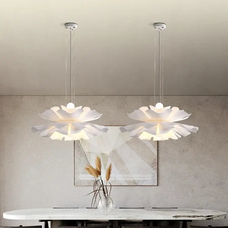 Nordic white acrylic flower pendant chandelier for bedroom decor