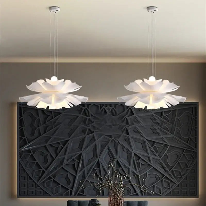 Nordic white acrylic flower pendant chandelier for bedroom decor
