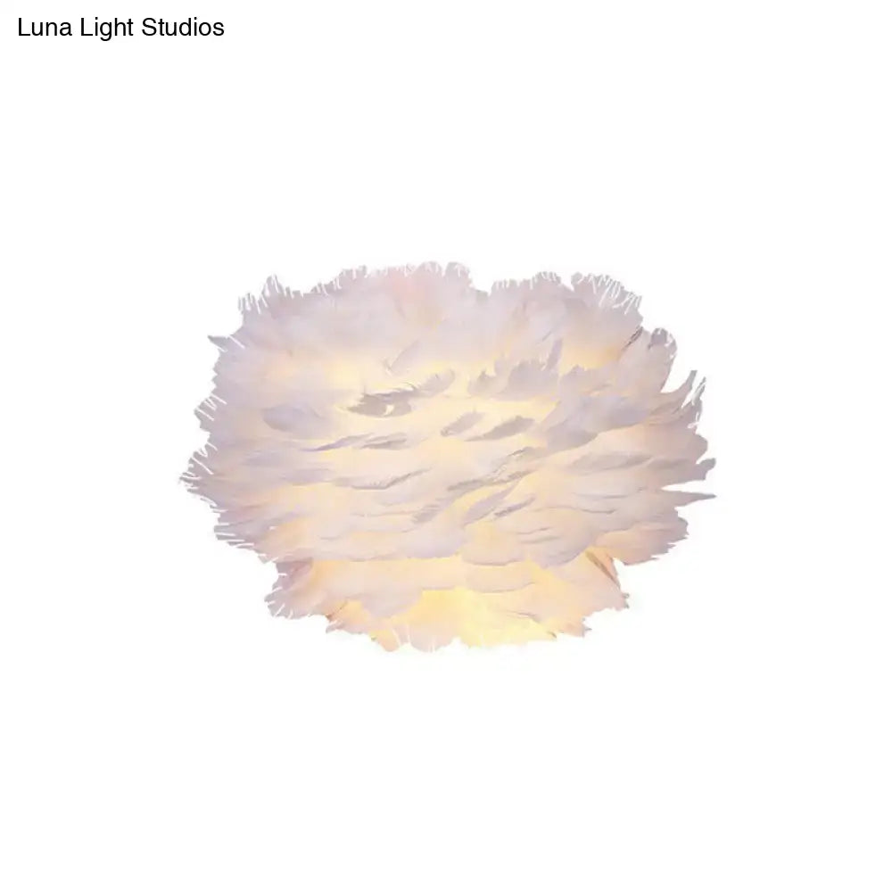 Nordic white feather wall lamp bedroom flower light type
