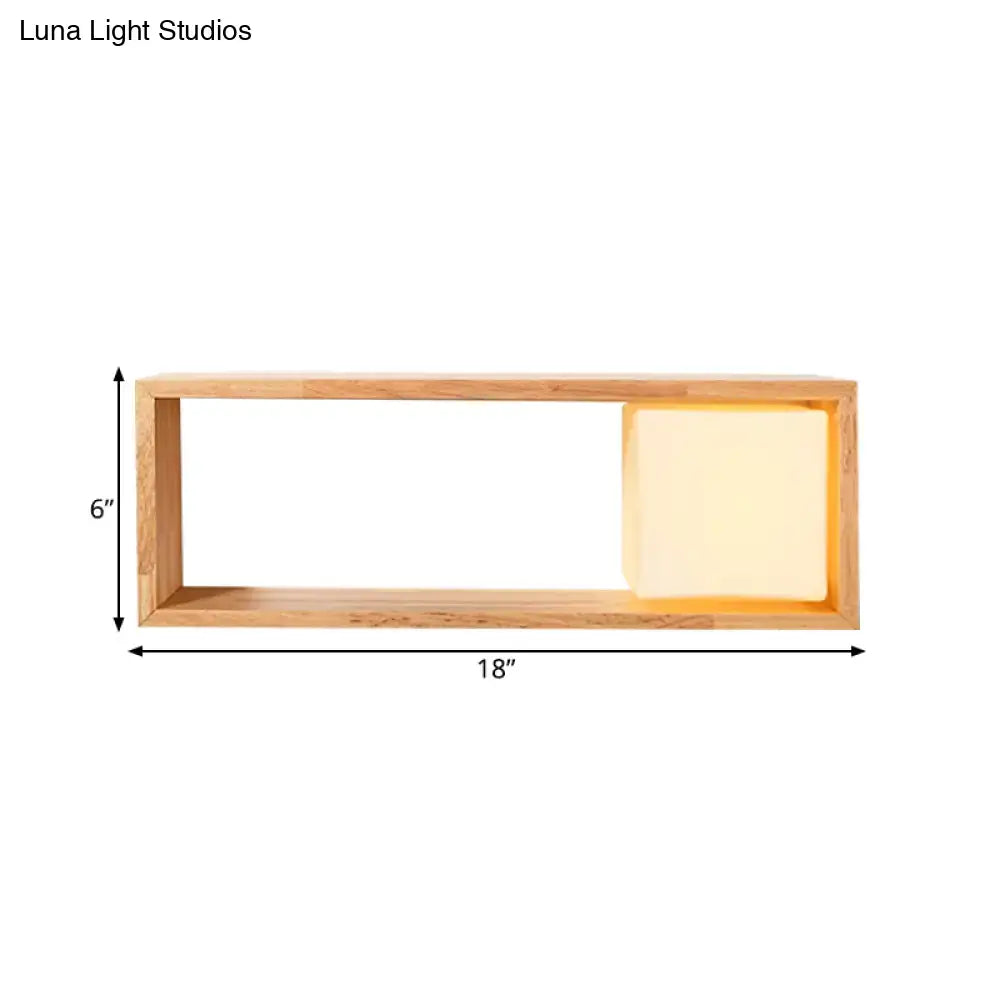 Nordic wood wall lamp with shelf bedroom light fixture