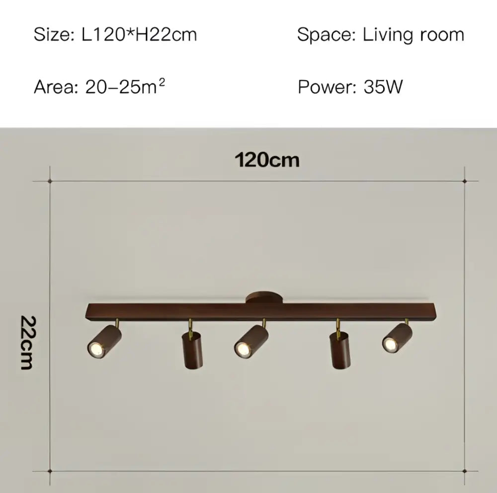 Nordic woodentrack led ceiling spotlight living room wooden light
