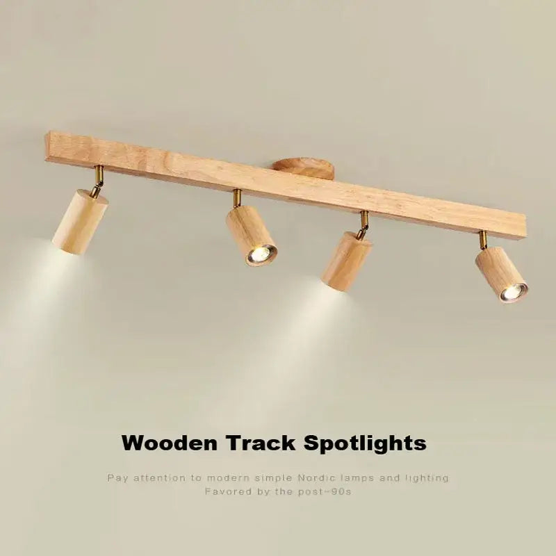 Nordic woodentrack led ceiling spotlight living room wooden light