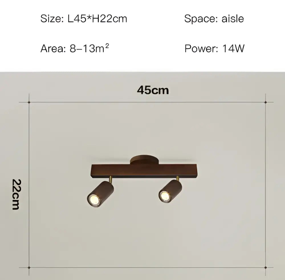 Nordic woodentrack led ceiling spotlight living room wooden light