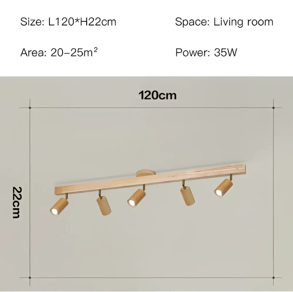 Nordic woodentrack led ceiling spotlight living room wooden light