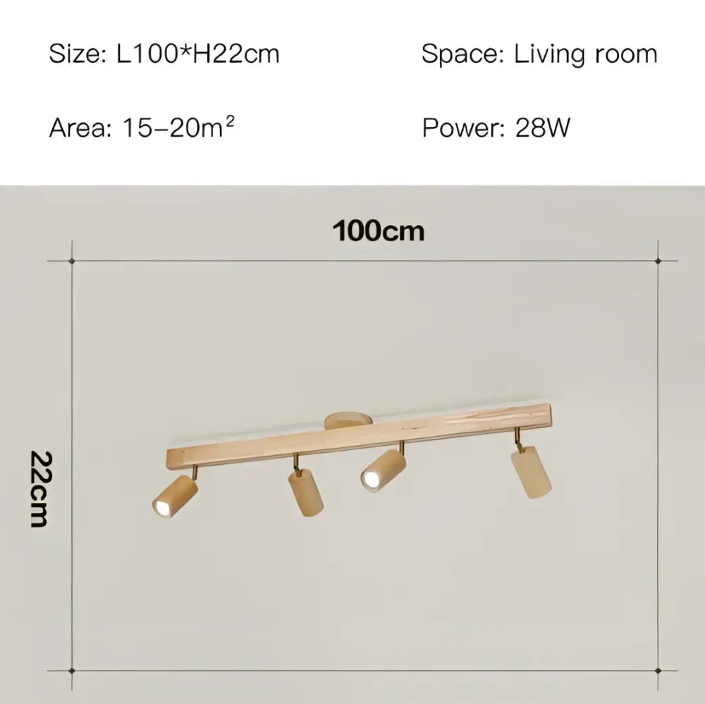 Nordic woodentrack led ceiling spotlight living room wooden light