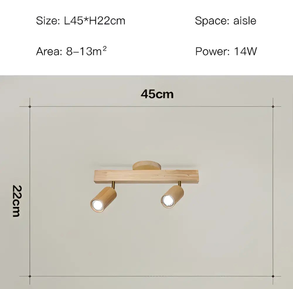 Nordic woodentrack led ceiling spotlight living room wooden light
