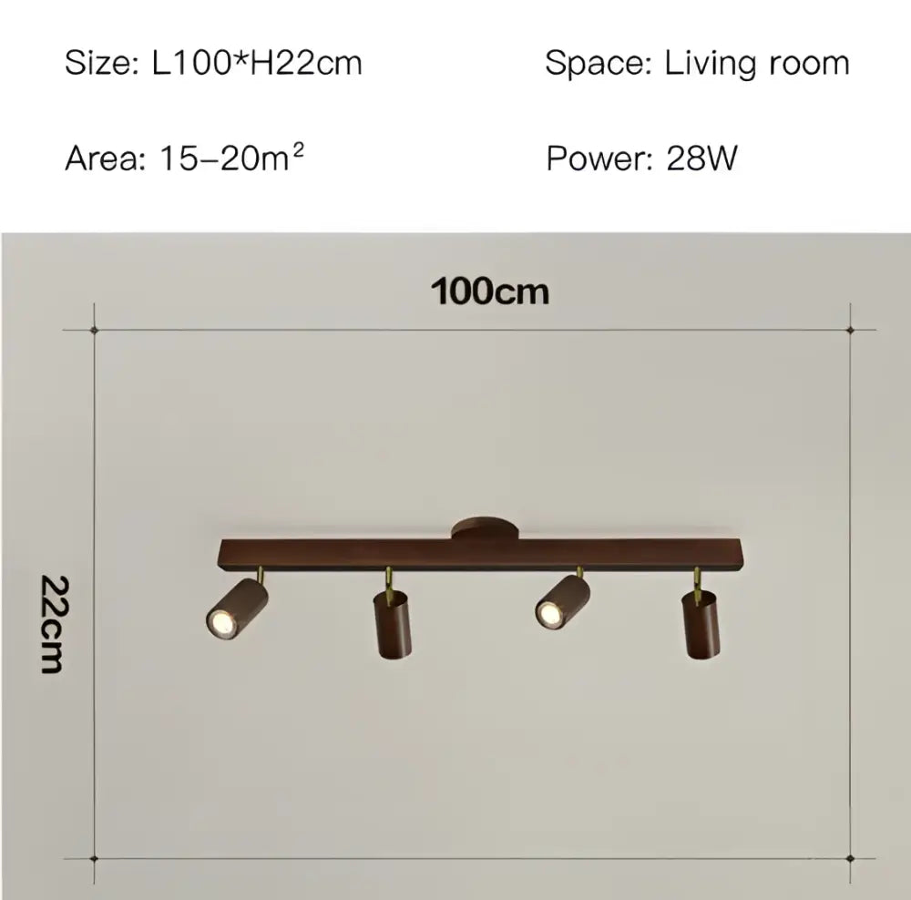 Nordic woodentrack led ceiling spotlight living room wooden light