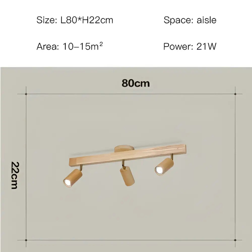 Nordic woodentrack led ceiling spotlight living room wooden light