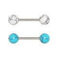 Nipple Bar Set with Synthetic Stones