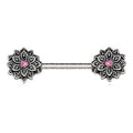 316L Stainless Steel Pink Synthetic Opal Lotus Flower Nipple Bar