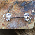 316L Stainless Steel Jeweled Kitty Cat Nipple Bar