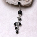 316L Surgical Steel Black Acrylic Navel Ring with Beaded Chain Cascade