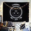Occult black cat coven tapestry bedroom wall art illustration