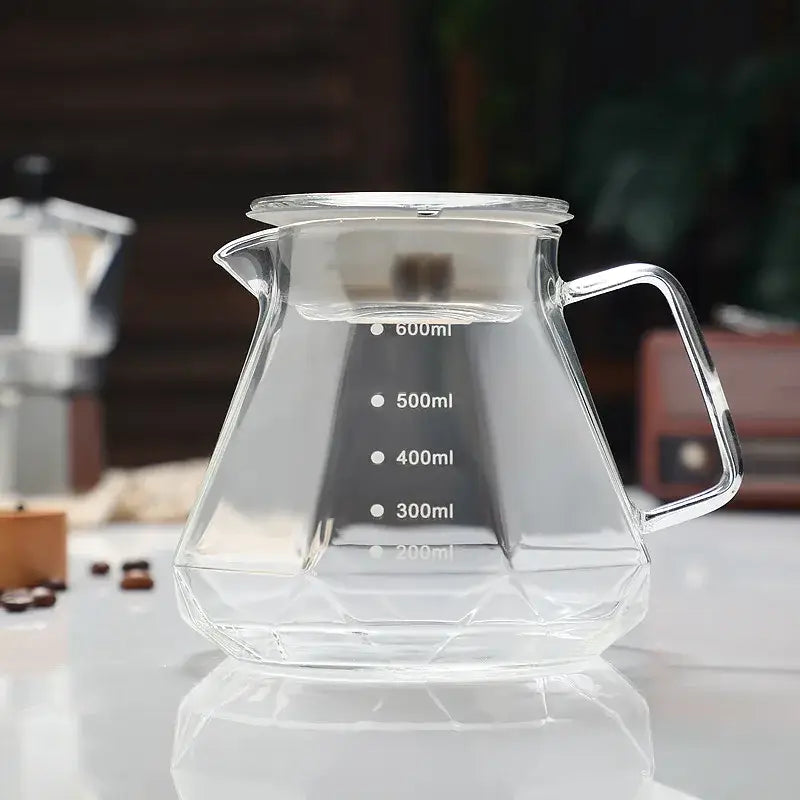 Octagonal glass coffee kettle kitchen faceted clear dripper