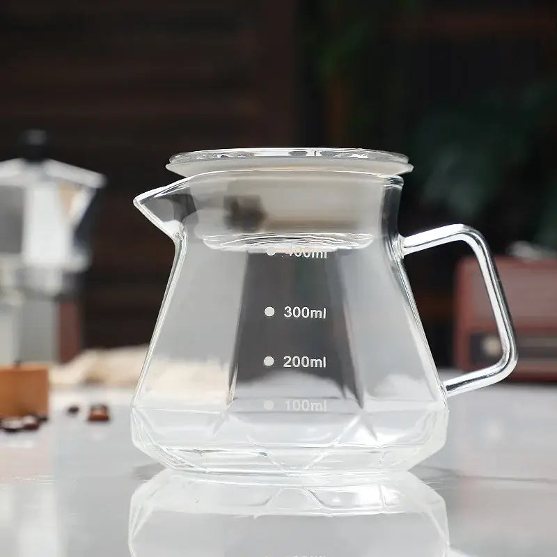 Octagonal glass coffee kettle kitchen faceted clear dripper