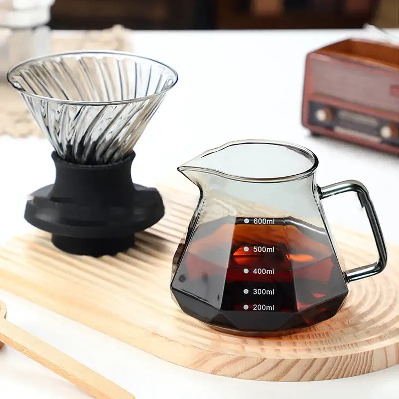 Octagonal glass coffee kettle kitchen faceted clear dripper
