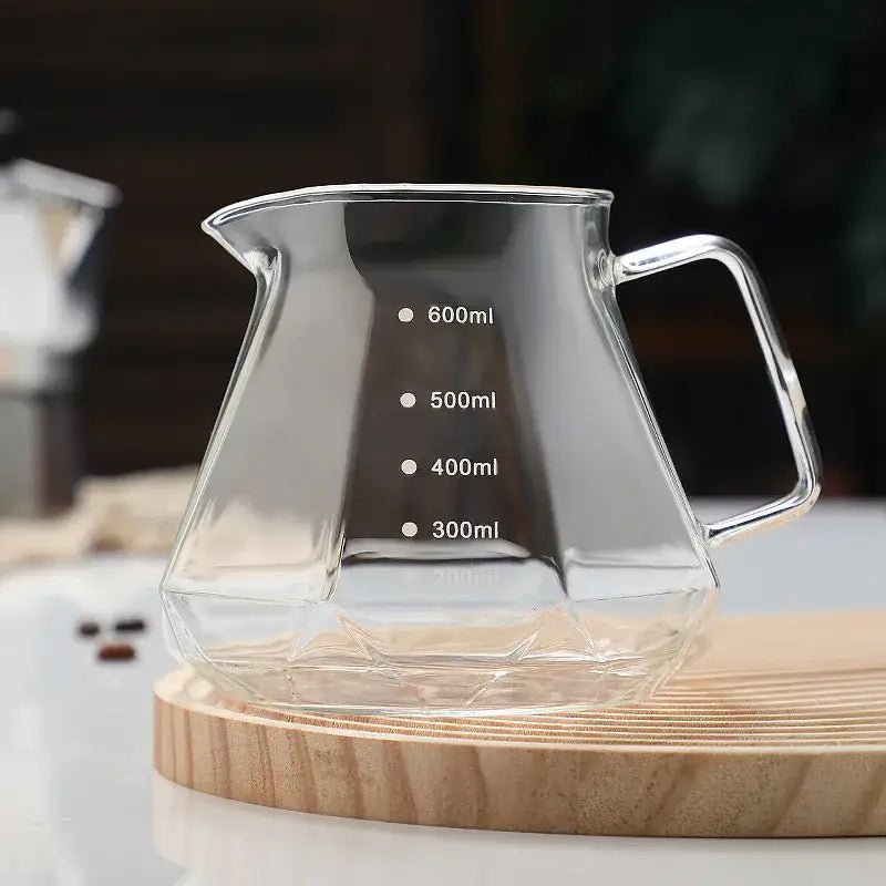 Octagonal glass coffee kettle kitchen faceted clear dripper