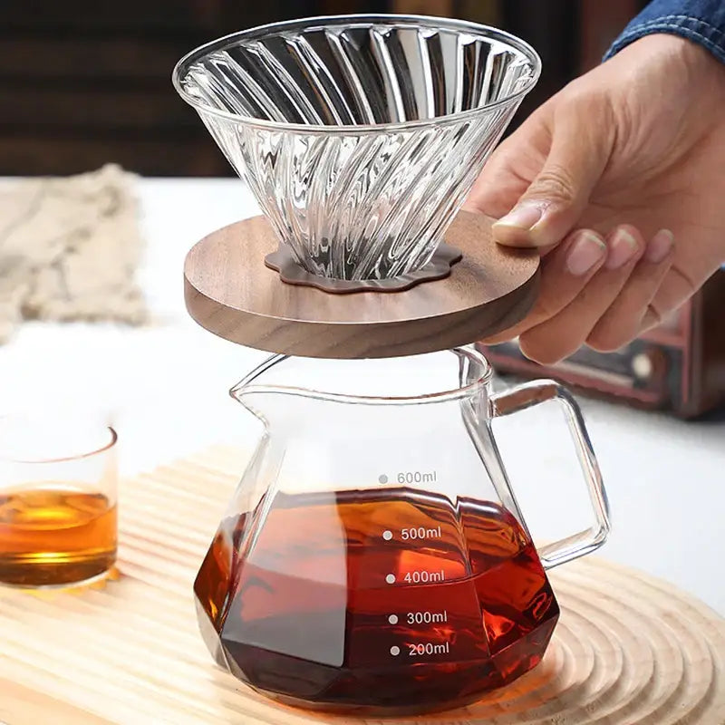 Octagonal glass coffee kettle kitchen faceted clear dripper