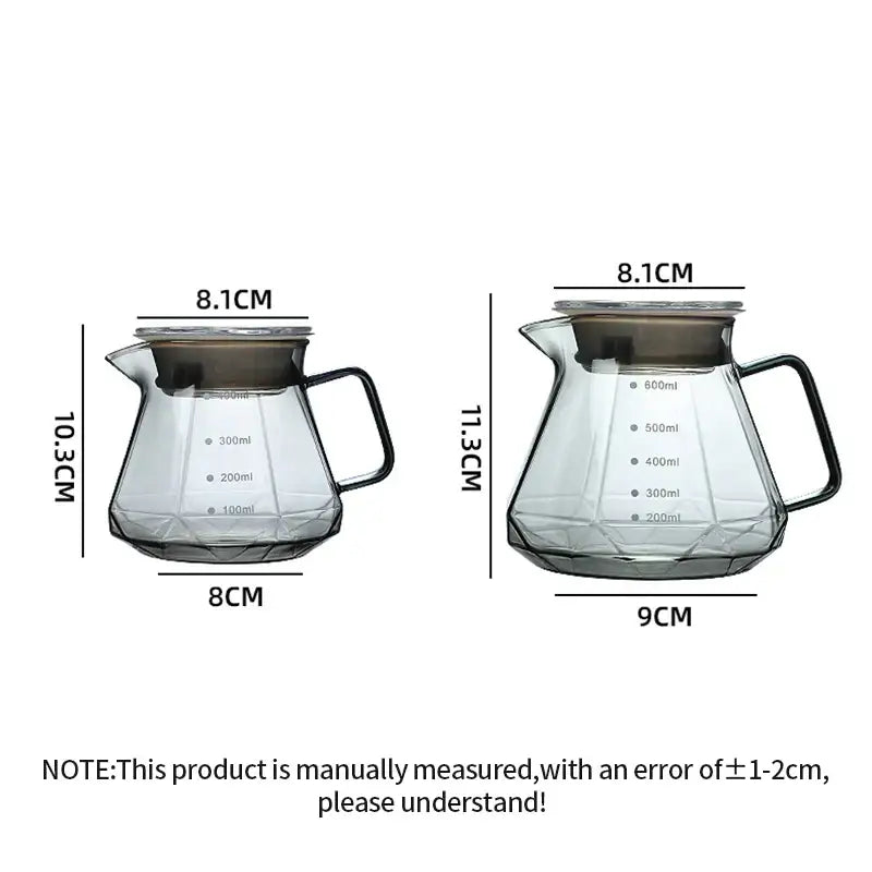 Octagonal glass coffee kettle kitchen faceted clear dripper