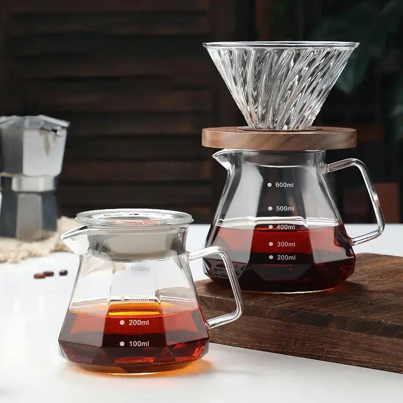 Octagonal glass coffee kettle kitchen faceted clear dripper