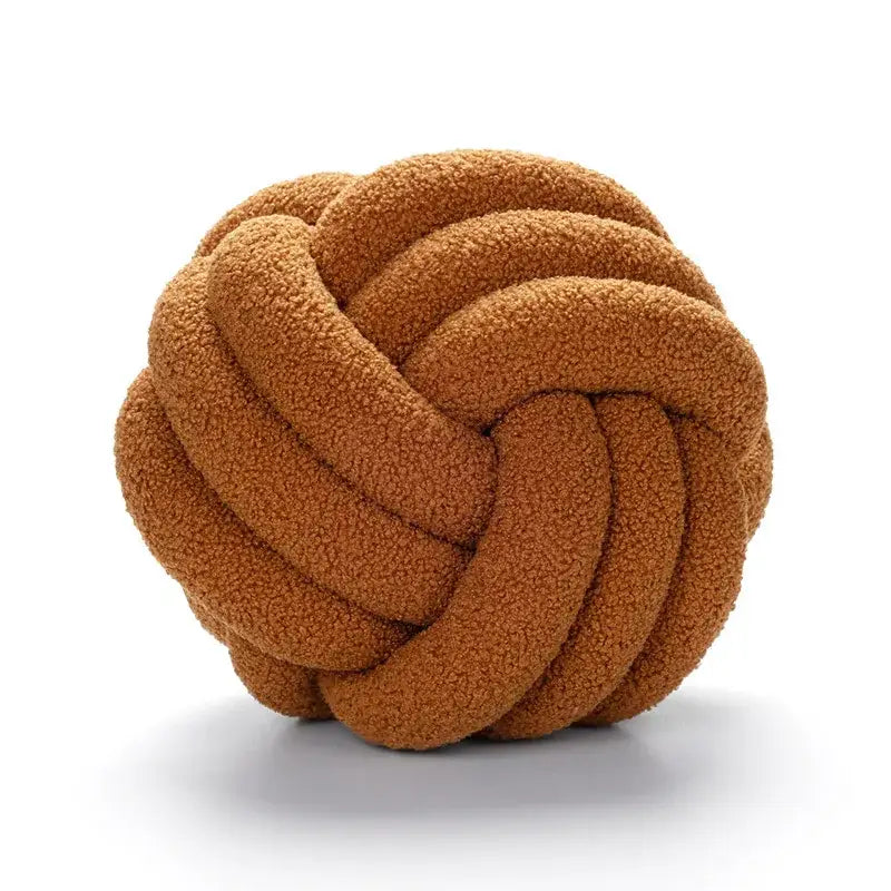 Off-white boucle knotted circle throw pillows bedroom decor