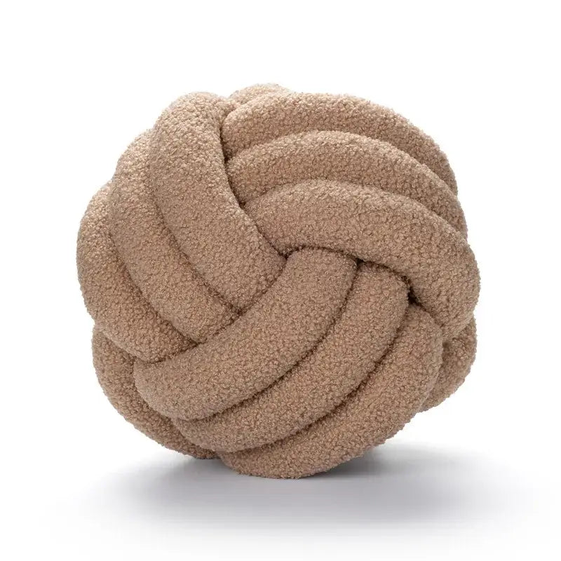 Off-white boucle knotted circle throw pillows bedroom decor
