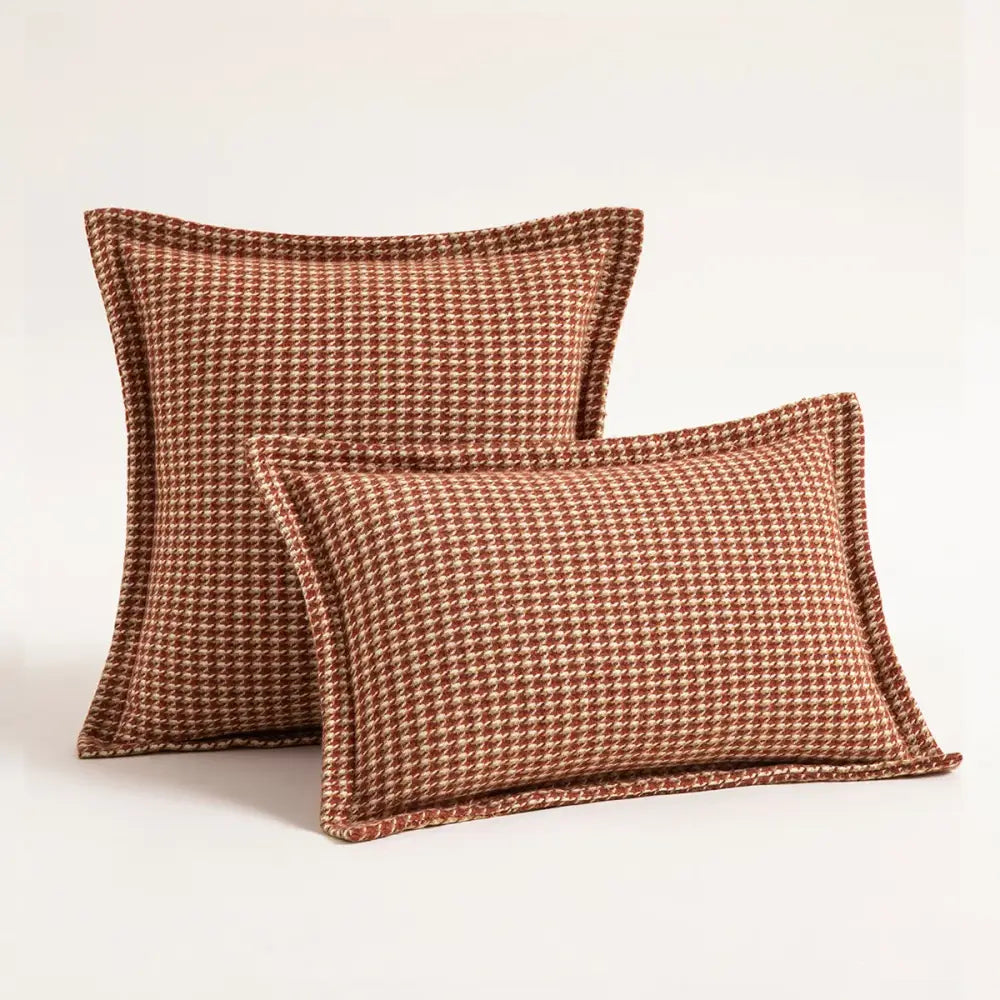 Olive & cream houndstooth jacquard pillow covers living room cushions