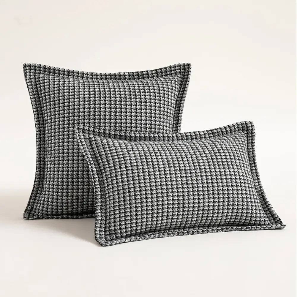 Olive & cream houndstooth jacquard pillow covers living room cushions