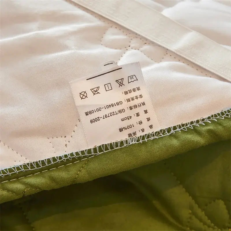 Olive green and white floral quilted bed skirt set bedroom lace trim