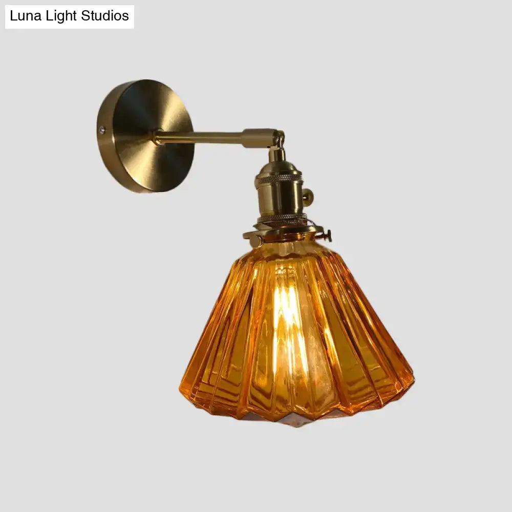 Orange and gold fluted glass wall lamp bedroom wall light
