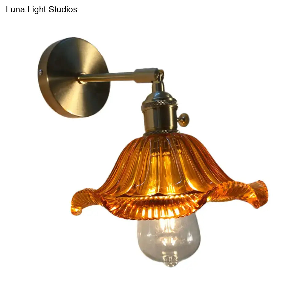 Orange and gold fluted glass wall lamp bedroom wall light