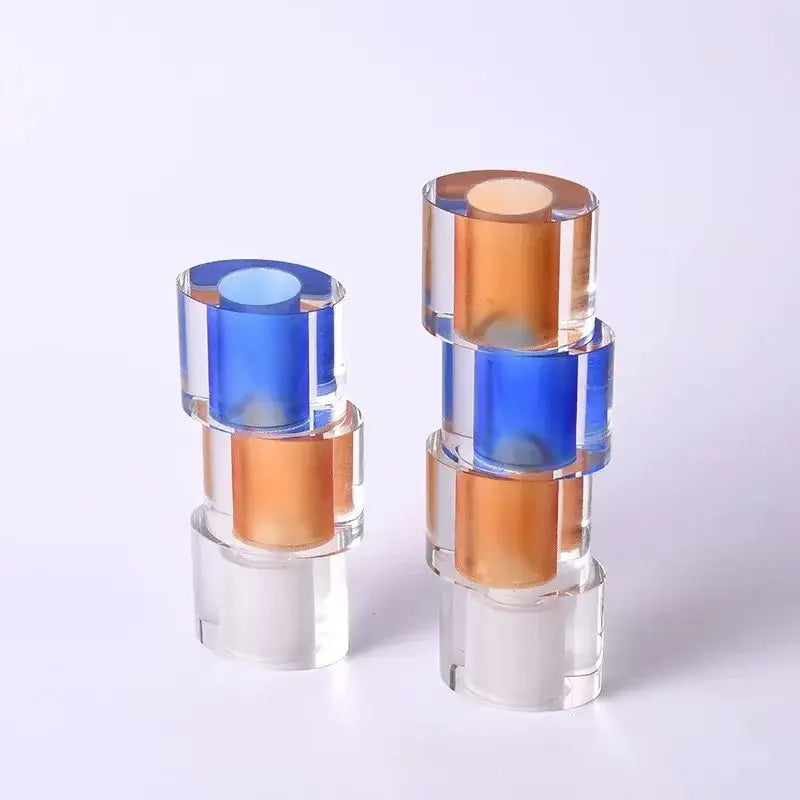 Orange & blue clear crystal mosaic vase living room candle holder