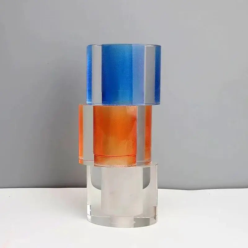 Orange & blue clear crystal mosaic vase living room candle holder