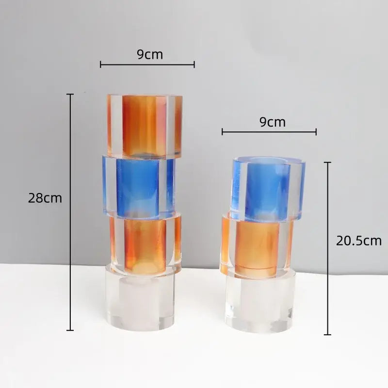 Orange & blue clear crystal mosaic vase living room candle holder