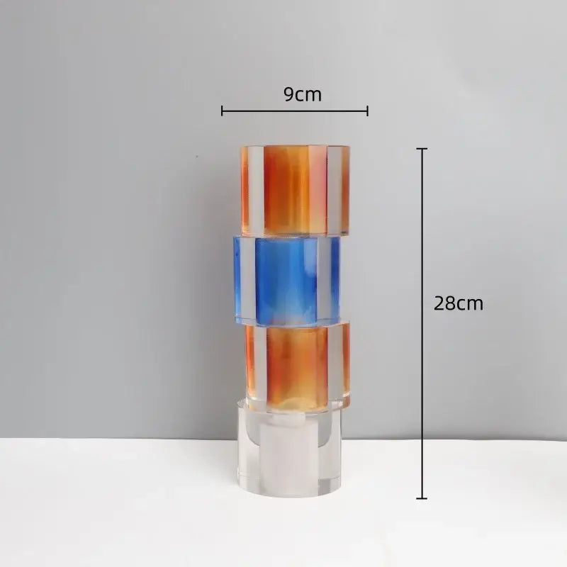 Orange & blue clear crystal mosaic vase living room candle holder