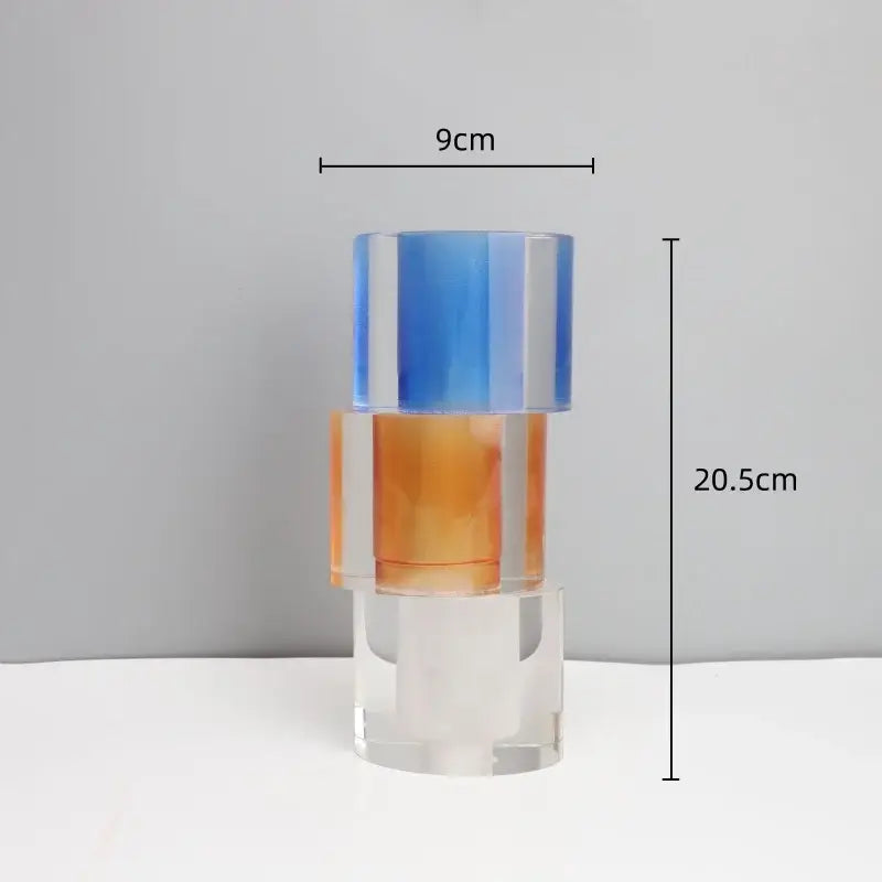 Orange & blue clear crystal mosaic vase living room candle holder