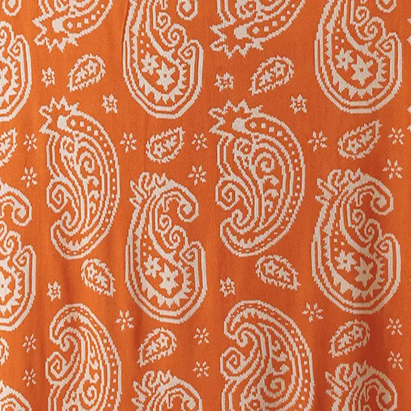 Orange & green decorbites cashew pattern blanket for living room