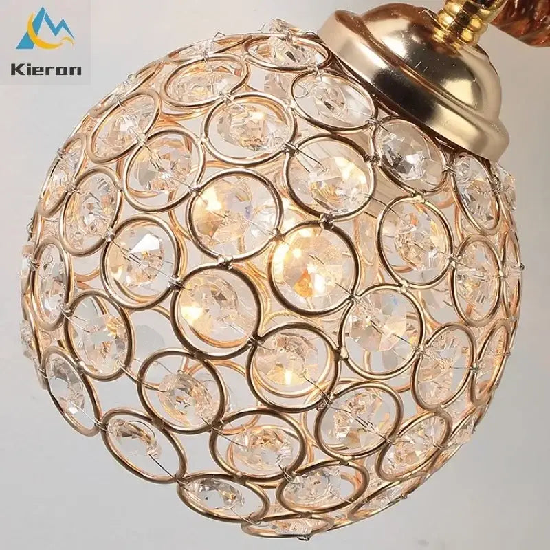 Orange squirrel crystal led wall lamp bedroom sconce