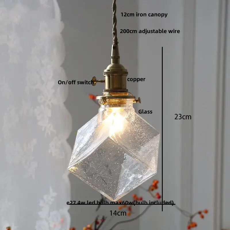 Ornate amber copper led pendant light for café and dining room
