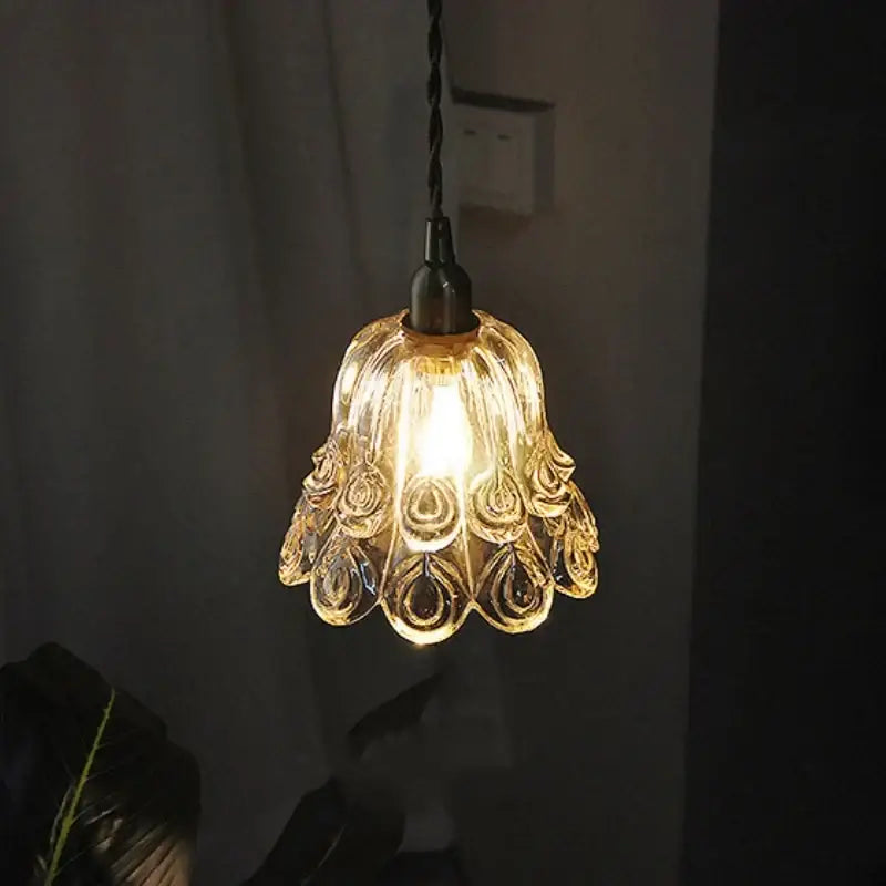 Ornate amber copper led pendant light for café and dining room