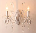 Ornate black wrought iron crystal wall lamp living room sconce