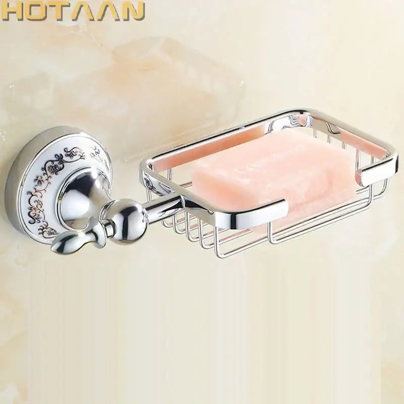Ornate brass gold soap dish ceramic holder bathroom wall mount