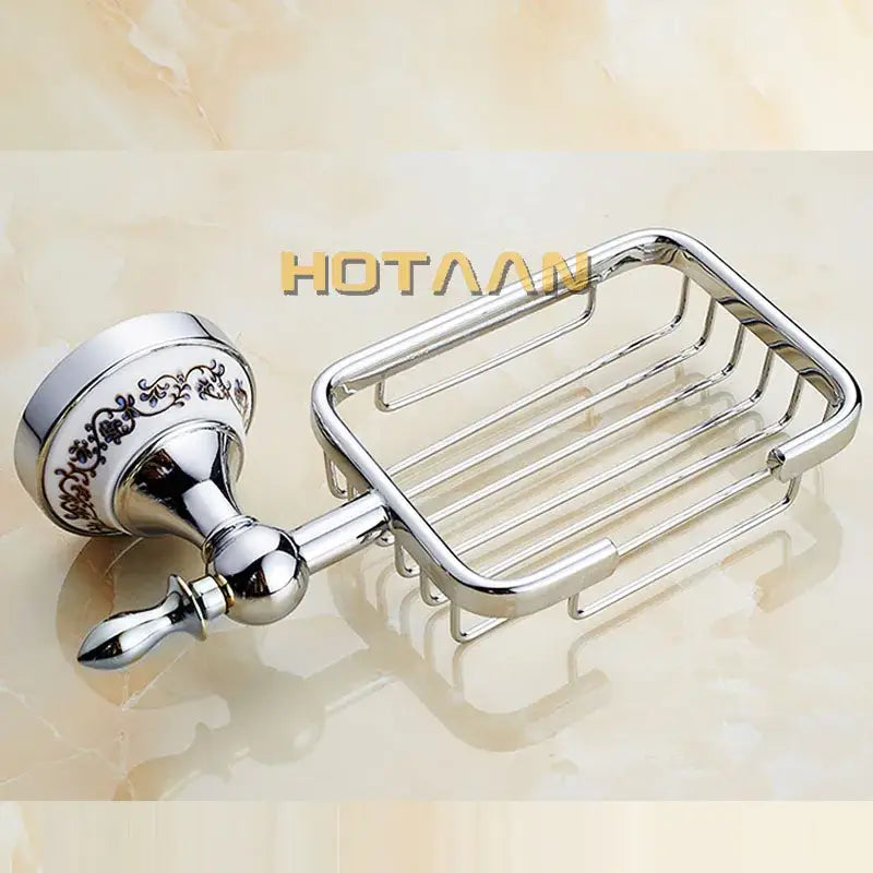 Ornate brass gold soap dish ceramic holder bathroom wall mount
