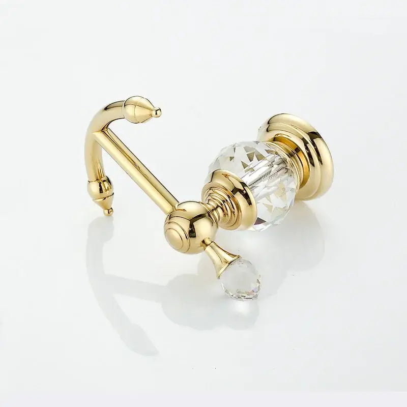 Ornate crystal brass gold robe hook bathroom towel rack