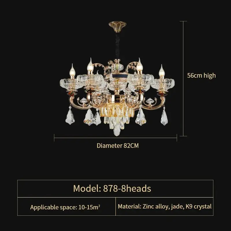 Ornate gold crystal candle chandelier for dining room