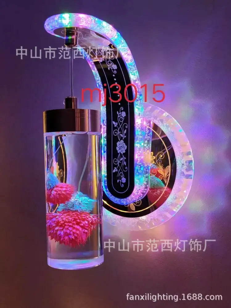 Ornate golden wheat led lights living room glass wall sconce